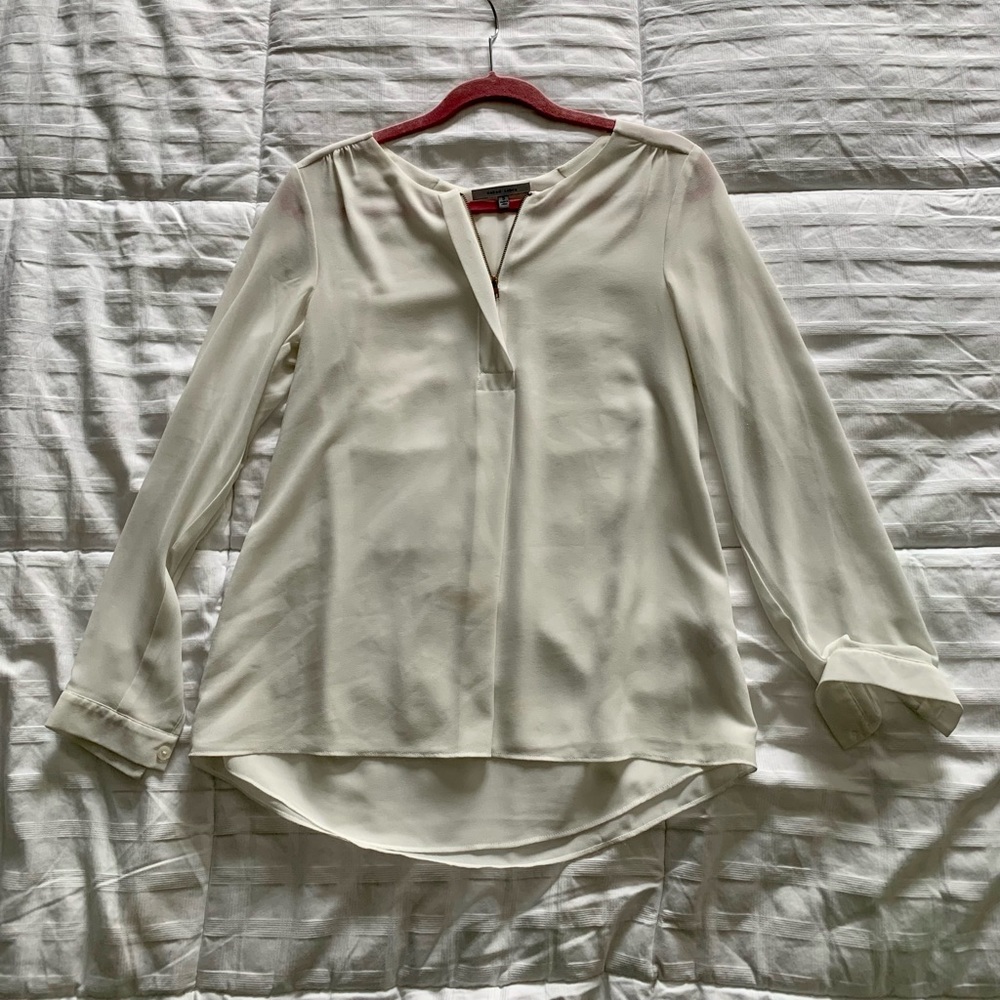 Naked Zebra white flowy polyester blouse. Size S.